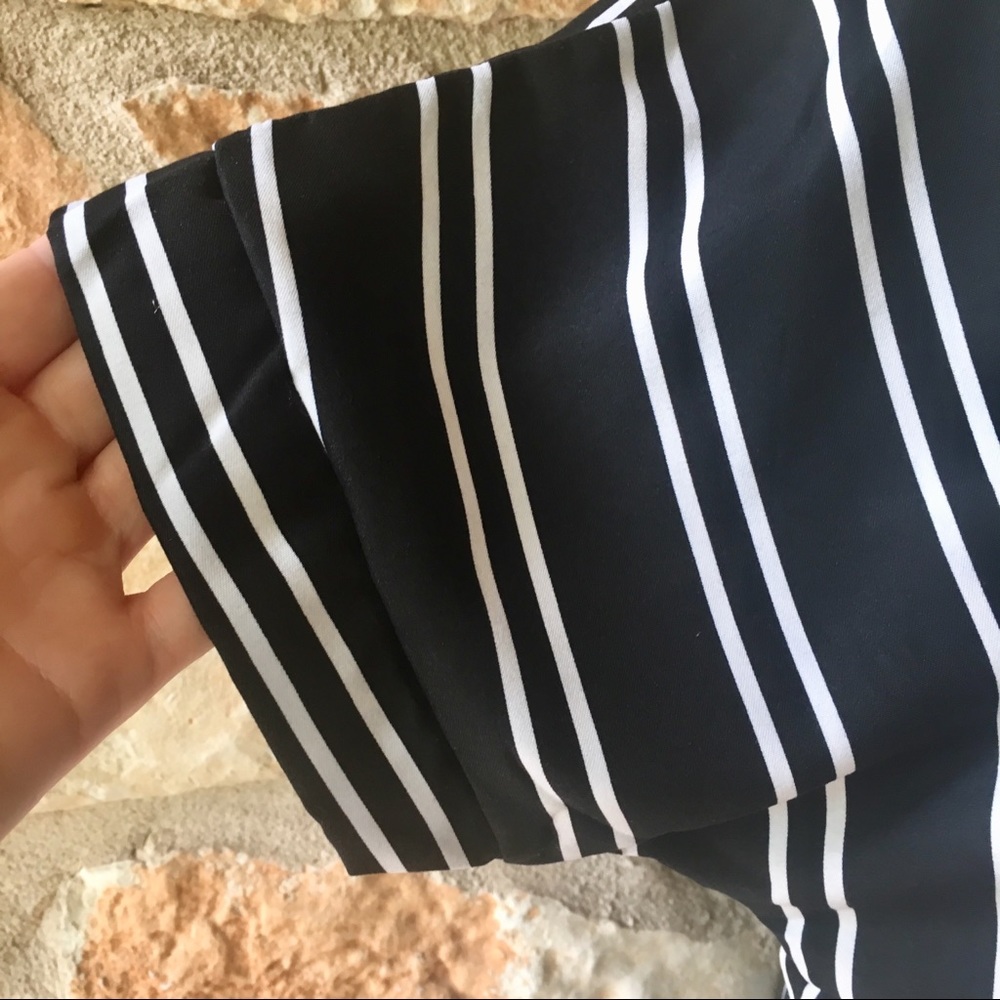 The Addison Black and White Striped Shirt Dress - Picture 7 of 8